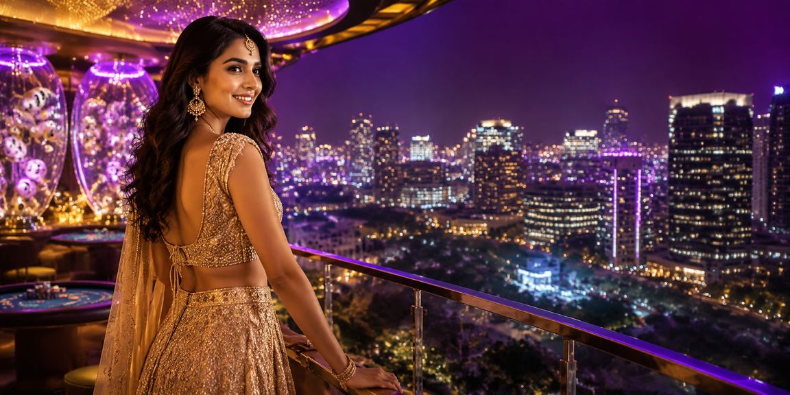 Bright colorful lehenga and casino lottery tickets for festive slot excitement